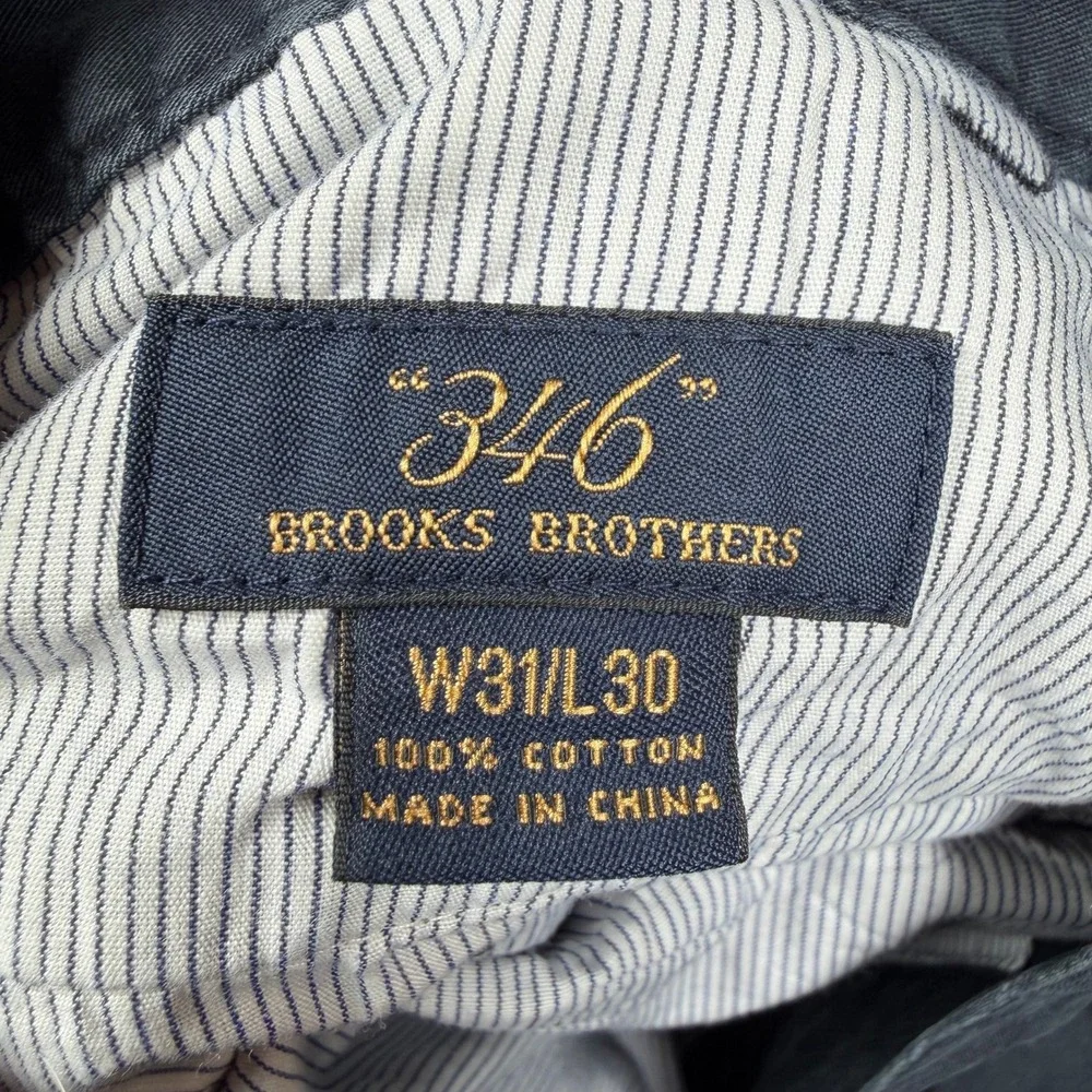 Brooks Brothers 346 Mens Chino Pants 31x30 Navy Blue Cotton Straight Leg Trouser